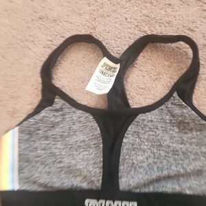 PINK Victoria's Secret Gray and Black Sports Bra with Rainbow Accent Small